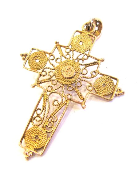 Antique Gold handmade cross 'Filigram'