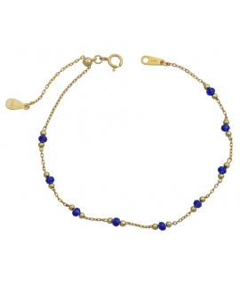 Bracelet anklet Goldplated with cyan crystals