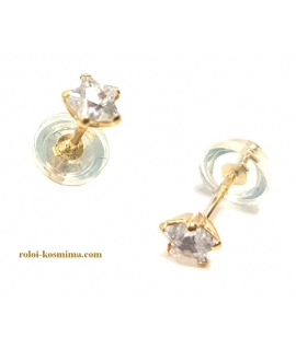 Earrings gold K14 "Zircon Star" 2