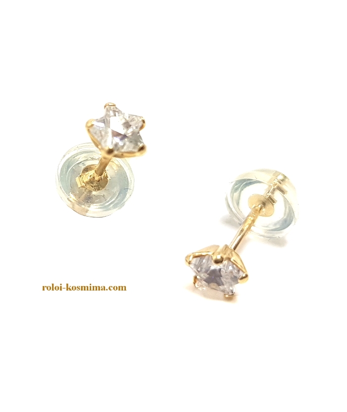 Earrings gold K14 "Zircon Star"