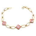 Bracelet gold Κ14 "Pink crosses"
