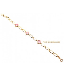 Bracelet gold Κ14 "Pink crosses" 2