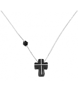 Necklace Whitegold K14 'cross onyx'