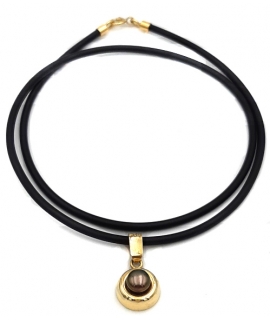 Necklace gold rubber ''Black pearl''