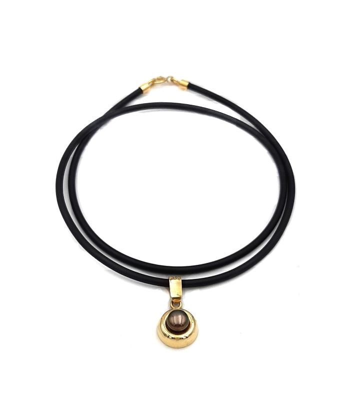 Necklace gold rubber ''Black pearl''