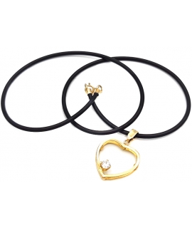 Necklace gold 'Heart' with rubber 