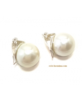 Earrings Silver Clips "Pearl 12mm" 2