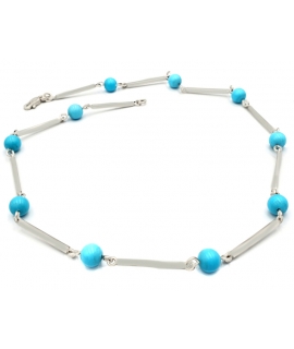 Necklace whitegold Κ14 with turquoise