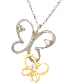 Necklace Whitegold K18 ''butterflies with diamonds'