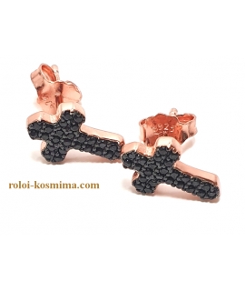 Σκουλαρίκια Ασημένια Rosegold "Σταυροί" 2