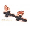Σκουλαρίκια Ασημένια Rosegold "Σταυροί"