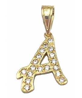 Monogram Gold K14 letter A with zircons