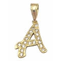 Monogram Gold K14 letter A with zircons