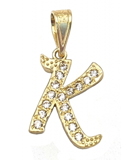 Monogram Gold K14 letter K with zircons