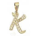Monogram Gold K14 letter K with zircons