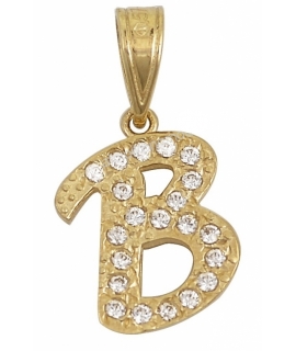 Monogram Gold K14 letter B with zircons