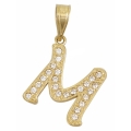 Monogram Gold K14 letter M with zircons