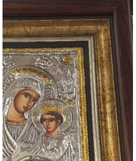 Ασημένια Εικόνα 925° Παναγία Αναγέννησης με τζάμι 28x32cm 2