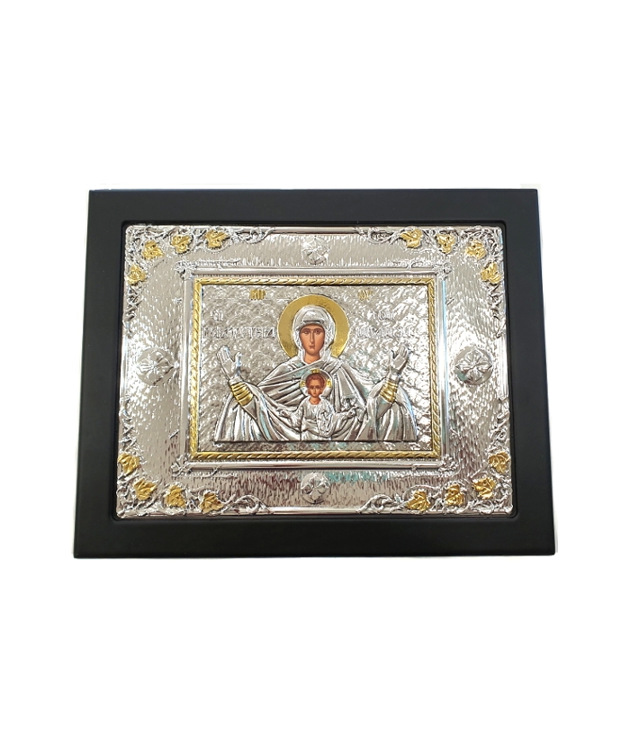 Εικόνα Ασημένια 925° Παναγία Πλατυτέρα 30x40cm