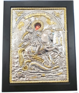 Εικόνα Ασημένια 925° Αγιος Γεώργιος XL 30x40cm