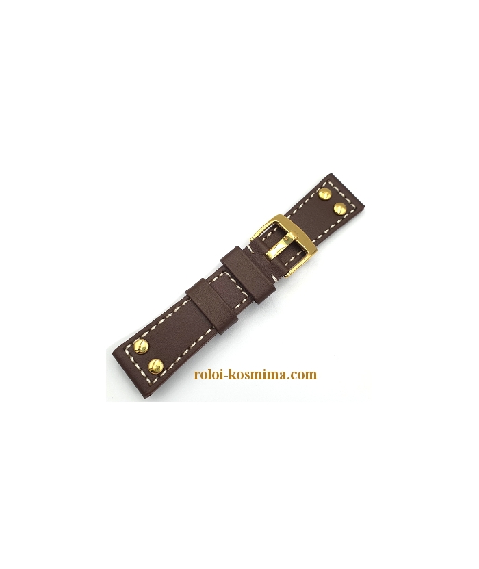 Leather Strap TZEVELION ART2844GOLD Brown 22mm