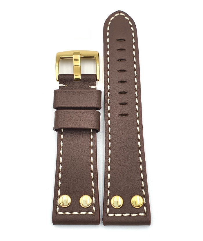 Leather Strap TZEVELION ART2844GOLD Brown 22mm