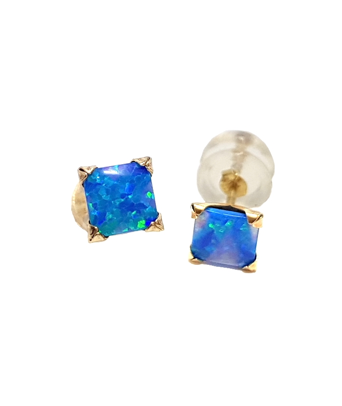 Earrings gold K14 "Blue opal"