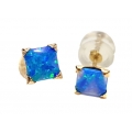 Earrings gold K14 "Blue opal"