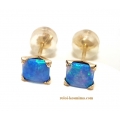 Earrings gold K14 "Blue opal"