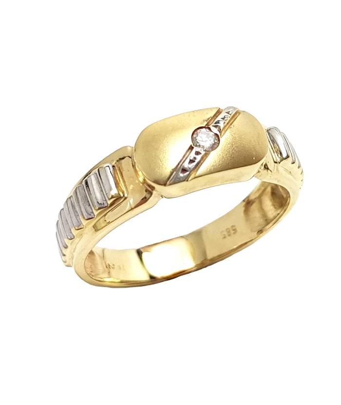 Ring Man's gold K14 with whitegold type Rolex