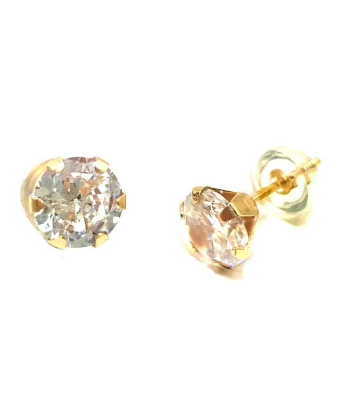 Σκουλαρίκια Χρυσά Κ14 "Zircon 7mm"