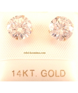 Earrings gold K14 "Zircon 7mm" 2