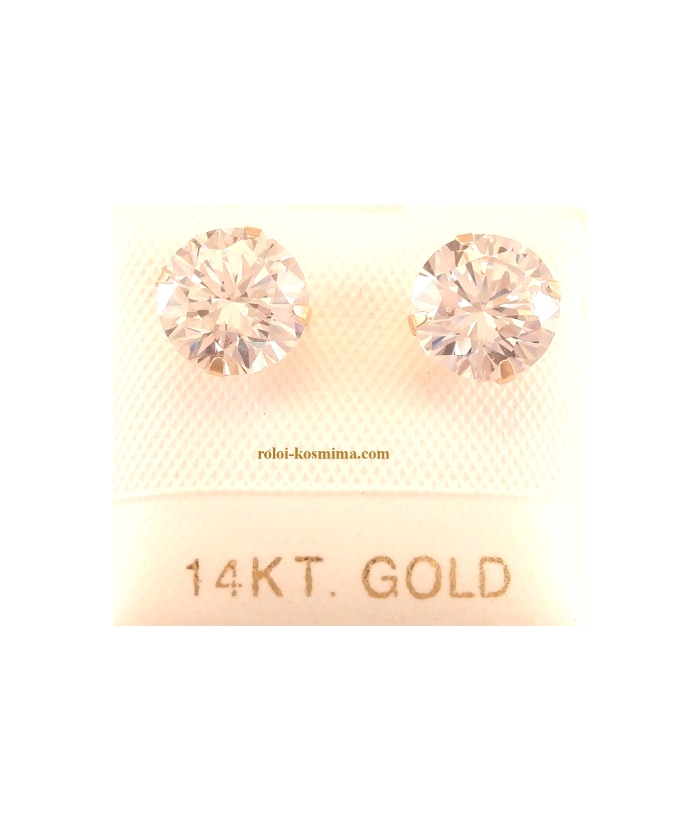 Earrings gold K14 "Zircon 7mm"