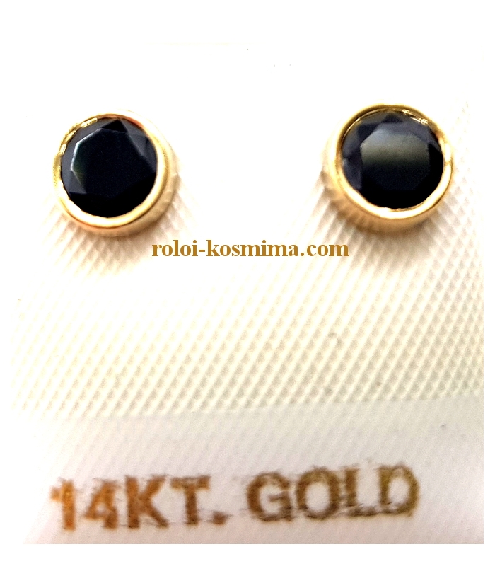 Σκουλαρίκια Χρυσά Κ14 "Black Zircon"