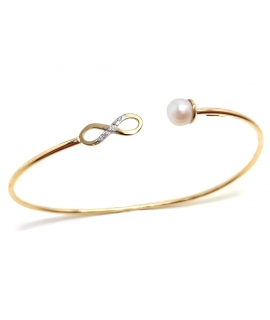 Bracelet Gold K14 ''Pearl + Infinity''