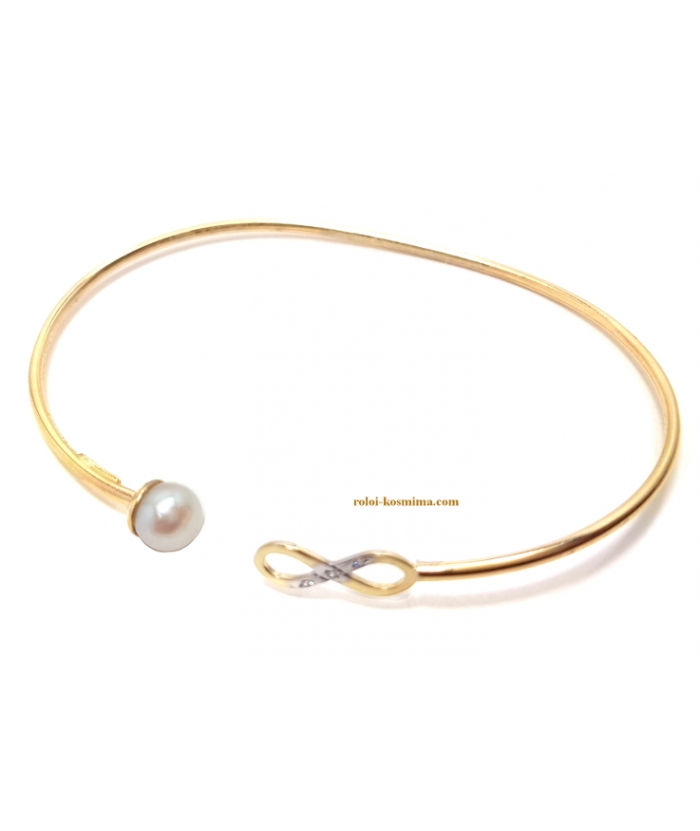Bracelet Gold K14 ''Pearl + Infinity''