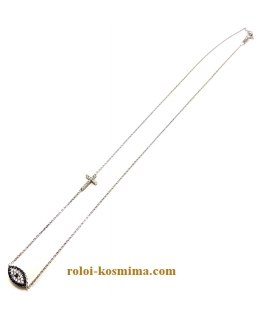 Necklace Whitegold K14 Eye & Cross two sides 2