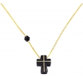 Necklace Gold K14 'cross onyx'