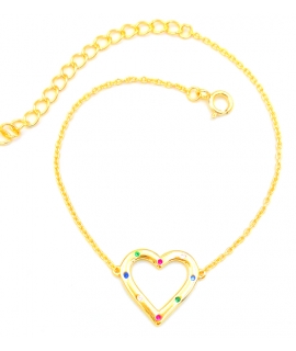 Bracelet Silver goldplated Heart 3D