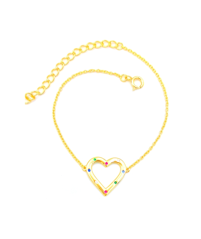 Bracelet Silver goldplated Heart 3D
