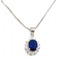 Necklace Silver 925° Rozeta with green stone