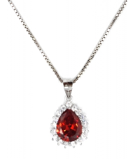 Necklace Silver Rosegold Rozeta with green stone