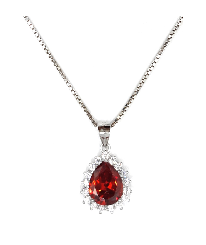 Necklace Silver Rosegold Rozeta with green stone