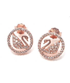 Σκουλαρίκια Ασημένια Rosegold "Κύκνος"