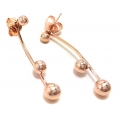 Σκουλαρίκια Ασημένια "Τρεις μπίλιες" Rosegold