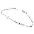 Bracelet Whitegold K14 'Eye &Cross'