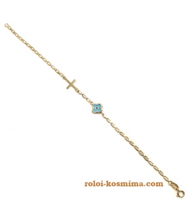 Bracelet Gold Κ14 ''Eye and Cross'' 2