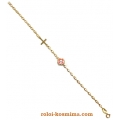 Bracelet Gold Κ14 ''Pink Eye and Cross''