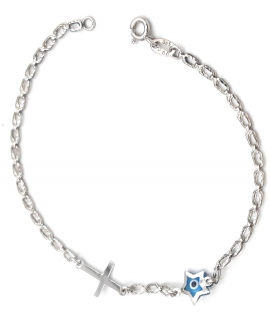 Bracelet Whitegold K14 'Star &Cross'
