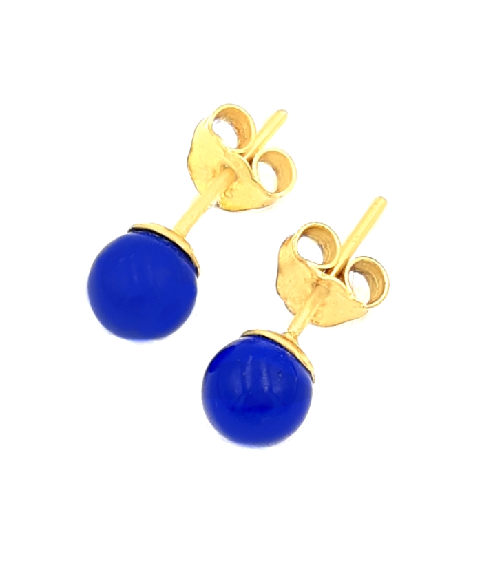 Earrings gold K14 'Lapis lazouli'
